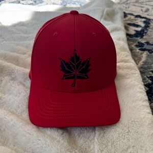 Puma Red Hat with Black Leaf Design